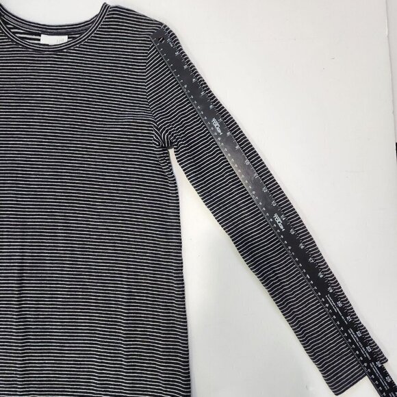 J. Jill A-Line Shift Dress Small Black White Stripe Crew Neck Long Sleeve Jersey - Picture 6 of 9